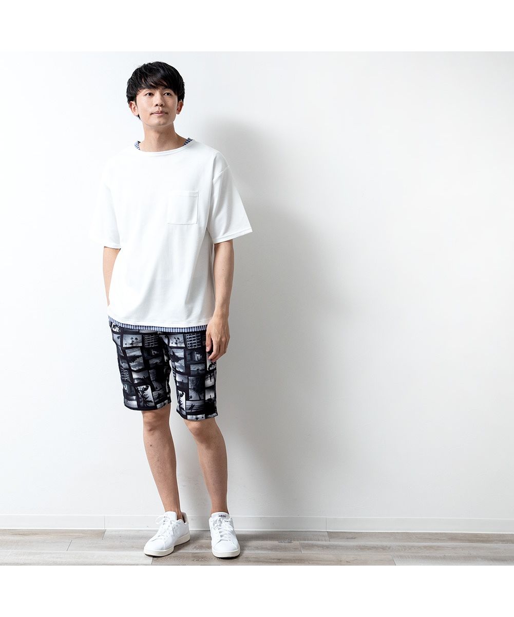 ジェネレス GENELESS tシャツ メンズ 半袖 重ね着風 フェイクレイヤード 半袖tシャツ オーバーサイズ ゆったり トップス