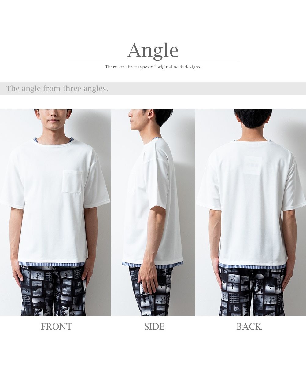 ジェネレス GENELESS tシャツ メンズ 半袖 重ね着風 フェイクレイヤード 半袖tシャツ オーバーサイズ ゆったり トップス