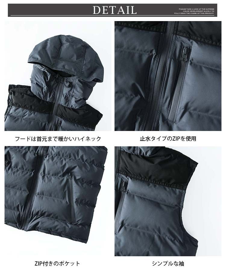 ジェネレス GENELESS ベスト メンズ ダウン ダウンベスト 暖かい 中綿ベスト 秋冬 アウター 中綿 ブルゾン シームレス （カーキ） カーキ