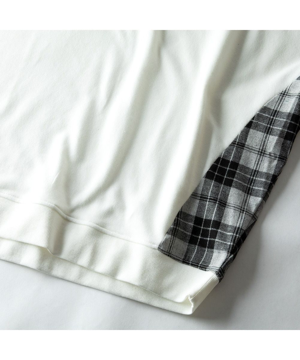 ジェネレス GENELESS トレーナー メンズ ドルマン 切替 スウェット チェック ストライプ スエット オーバーサイズ ゆったり