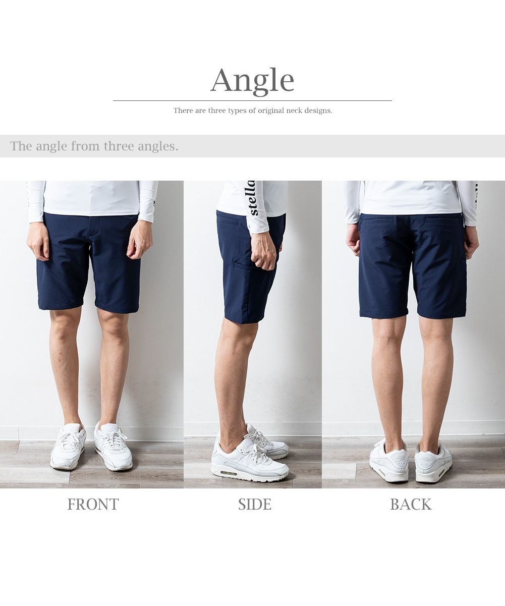 ジェネレス GENELESS ショートパンツ ゴルフウェア メンズ パンツ ストレッチ サイドライン ハーフパンツ 無地 夏 膝上 （ネイビー） ネイビー