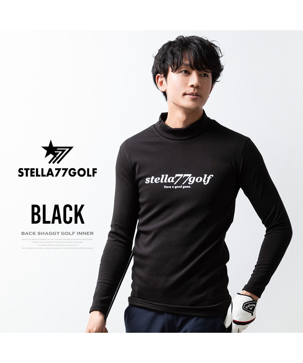 ジェネレス GENELESS 長袖 tシャツ メンズ ゴルフウェア 裏シャギー ストレッチ ゴルフ 暖かい インナー ハイネック メンズウェア 秋冬 全3色 Tシャツ 大きいサイズ,ブラック