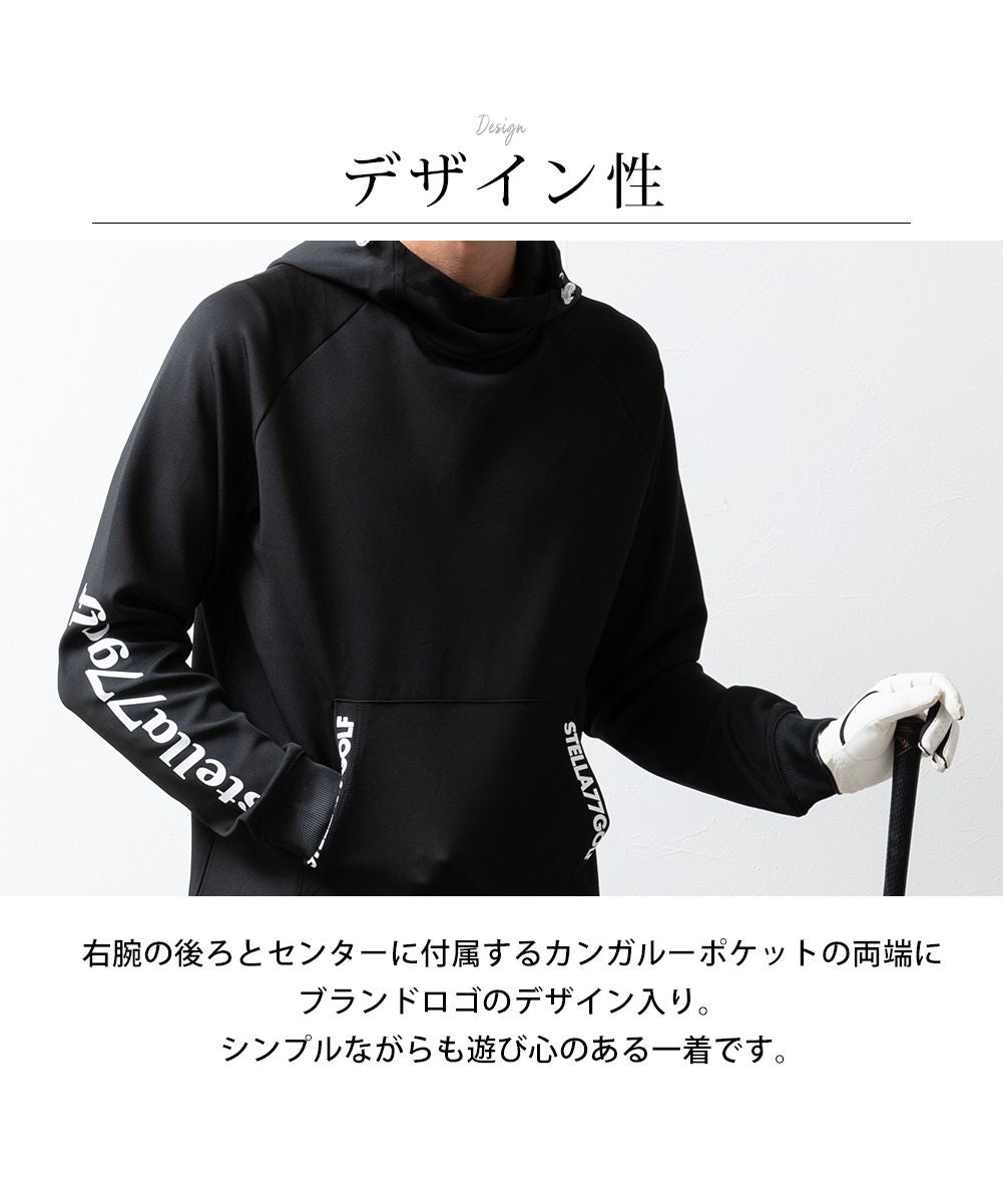 ジェネレス GENELESS パーカー メンズ ゴルフウェア プルパーカー ストレッチ おしゃれ ゴルフ 秋冬 ロゴ パーカ ポンチ ゴルフパーカー ブラック メンズウェア スポーツ
