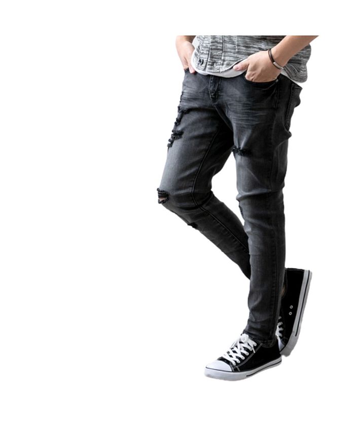 GENELESS Jeans Men's Pants Denim Pants Skinny Pants Denim Damage Pants Crushed Denim Slim Fit
