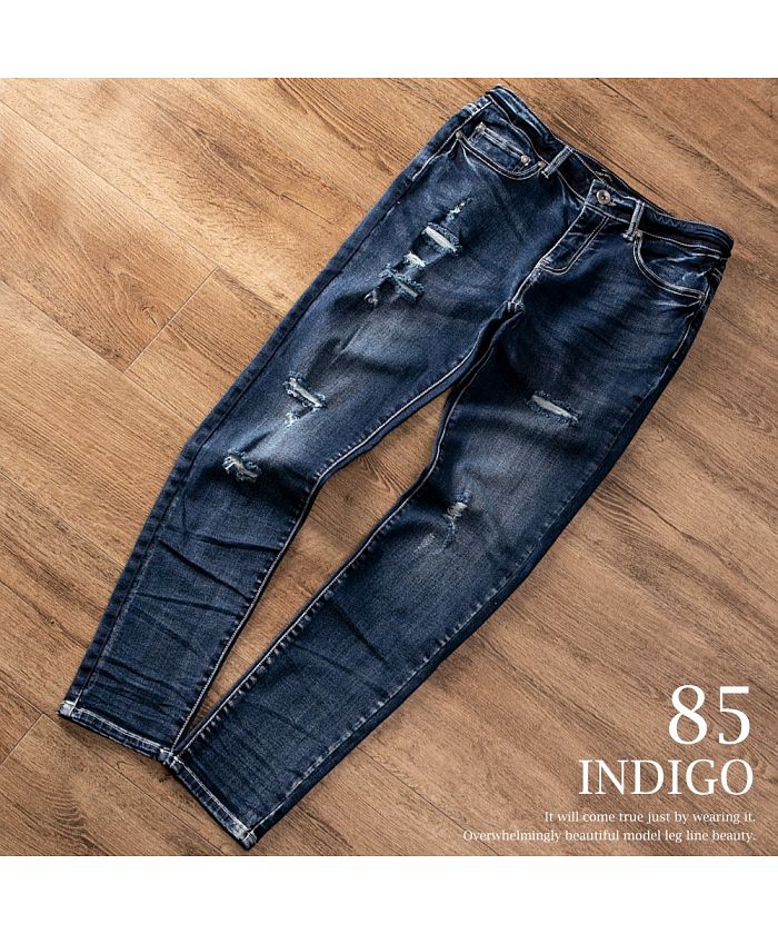GENELESS Jeans Men's Pants Denim Pants Skinny Pants Denim Damage Pants Crushed Denim Slim Fit