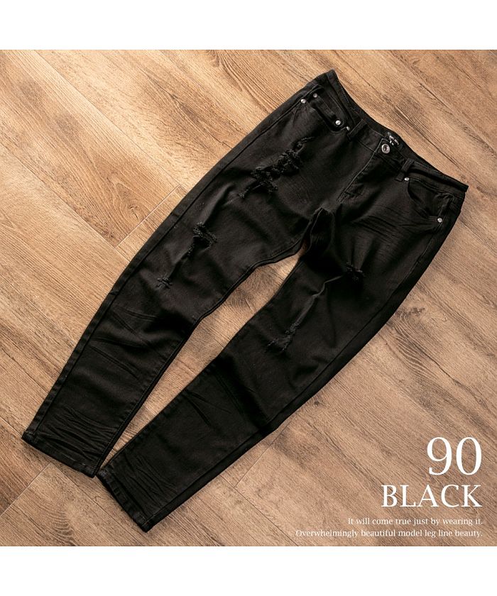 GENELESS Jeans Men's Pants Denim Pants Skinny Pants Denim Damage Pants Crushed Denim Slim Fit