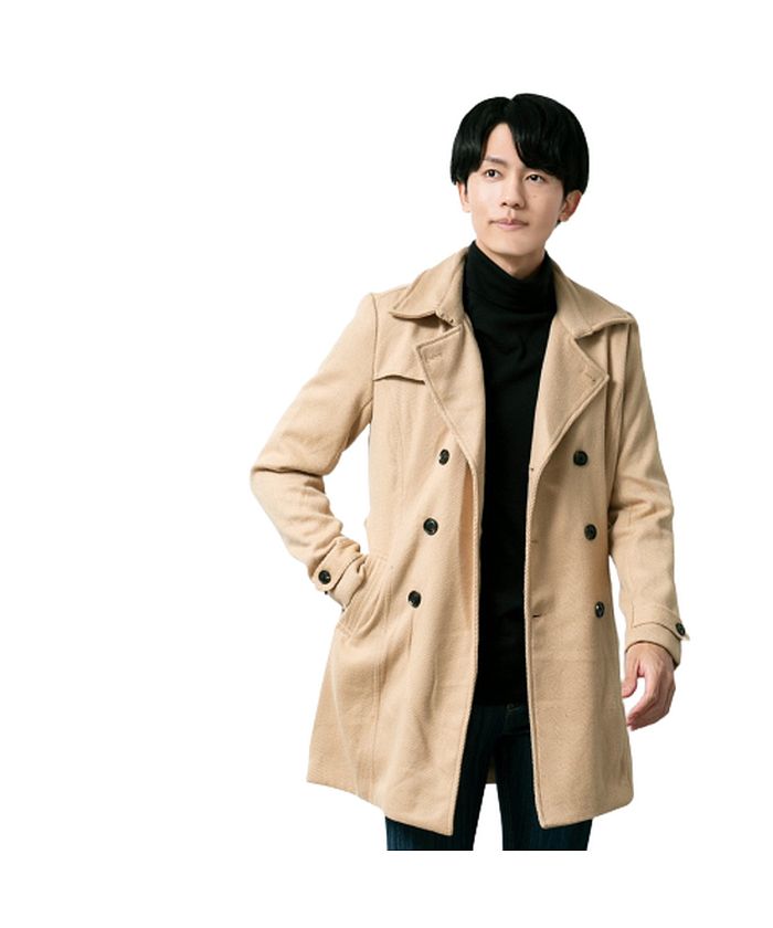 ジェネレス GENELESS トレンチコート メンズ 冬 おしゃれ ビジネス 暖かい ウール ロング アウター ジャケット チェスターコート