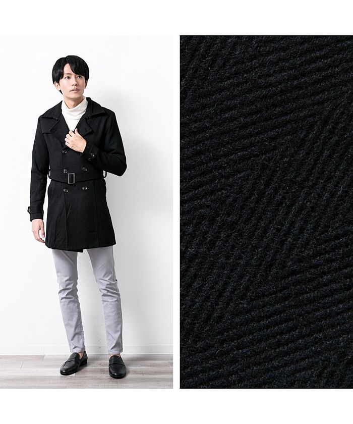 ジェネレス GENELESS トレンチコート メンズ 冬 おしゃれ ビジネス 暖かい ウール ロング アウター ジャケット チェスターコート