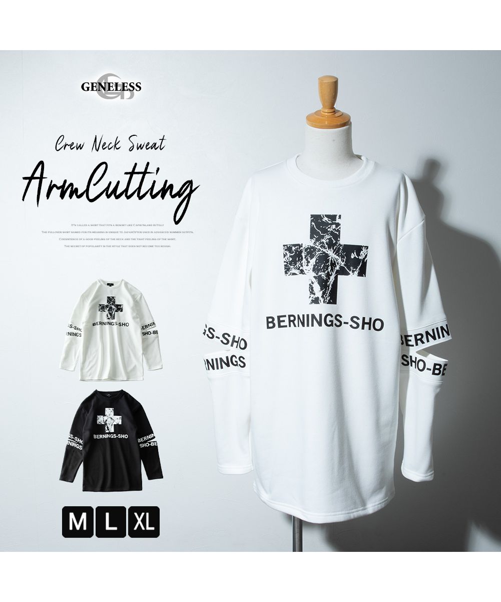ジェネレス GENELESS tシャツ メンズ 長袖 プリント ヴィジュアル系 パンク クルーネック V系 地雷系 トップス 冬 バーニングショー バンド プリントtシャツ ビジュアル系