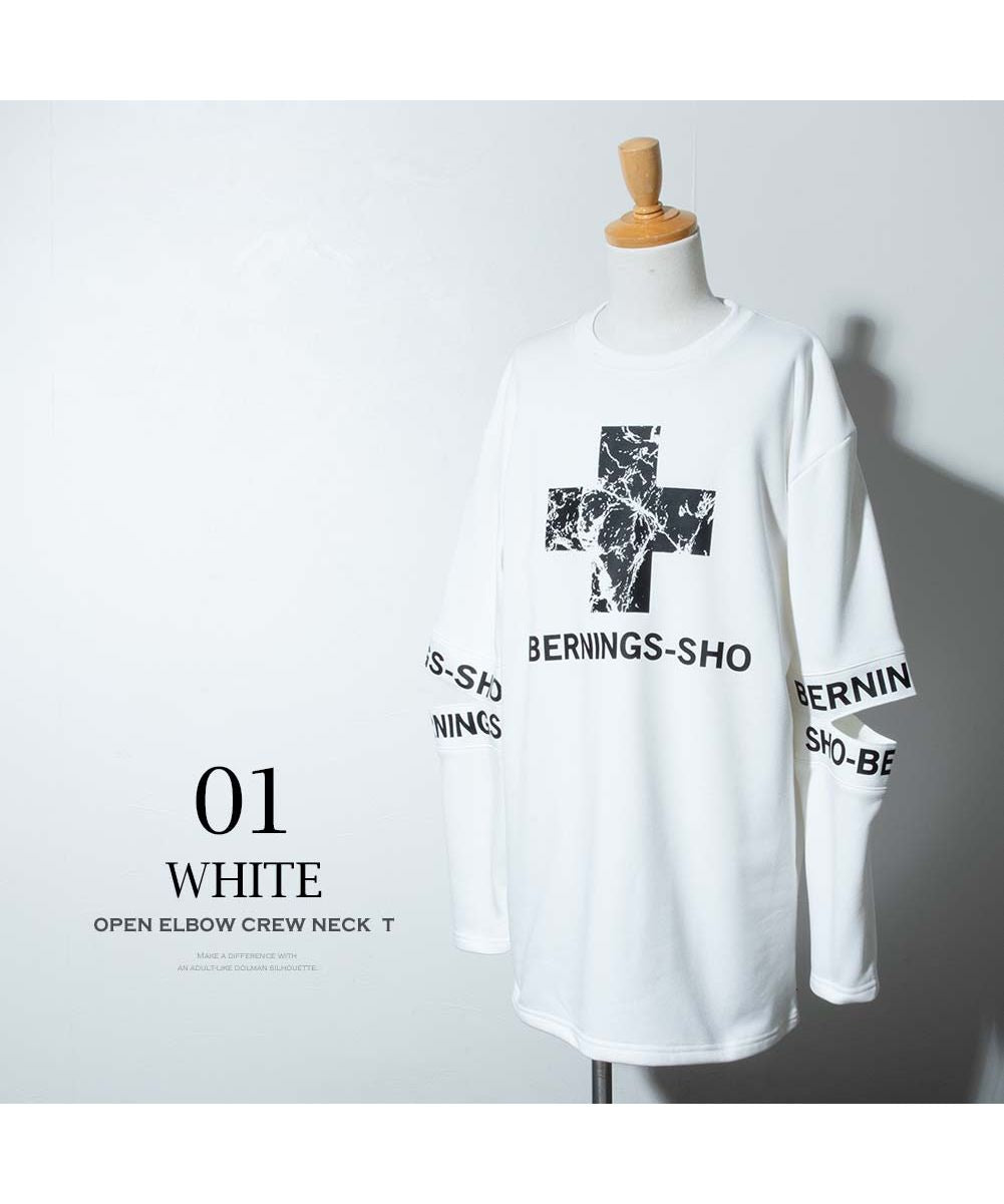 ジェネレス GENELESS tシャツ メンズ 長袖 プリント ヴィジュアル系 パンク クルーネック V系 地雷系 トップス 冬 バーニングショー バンド プリントtシャツ ビジュアル系,01.ホワイト