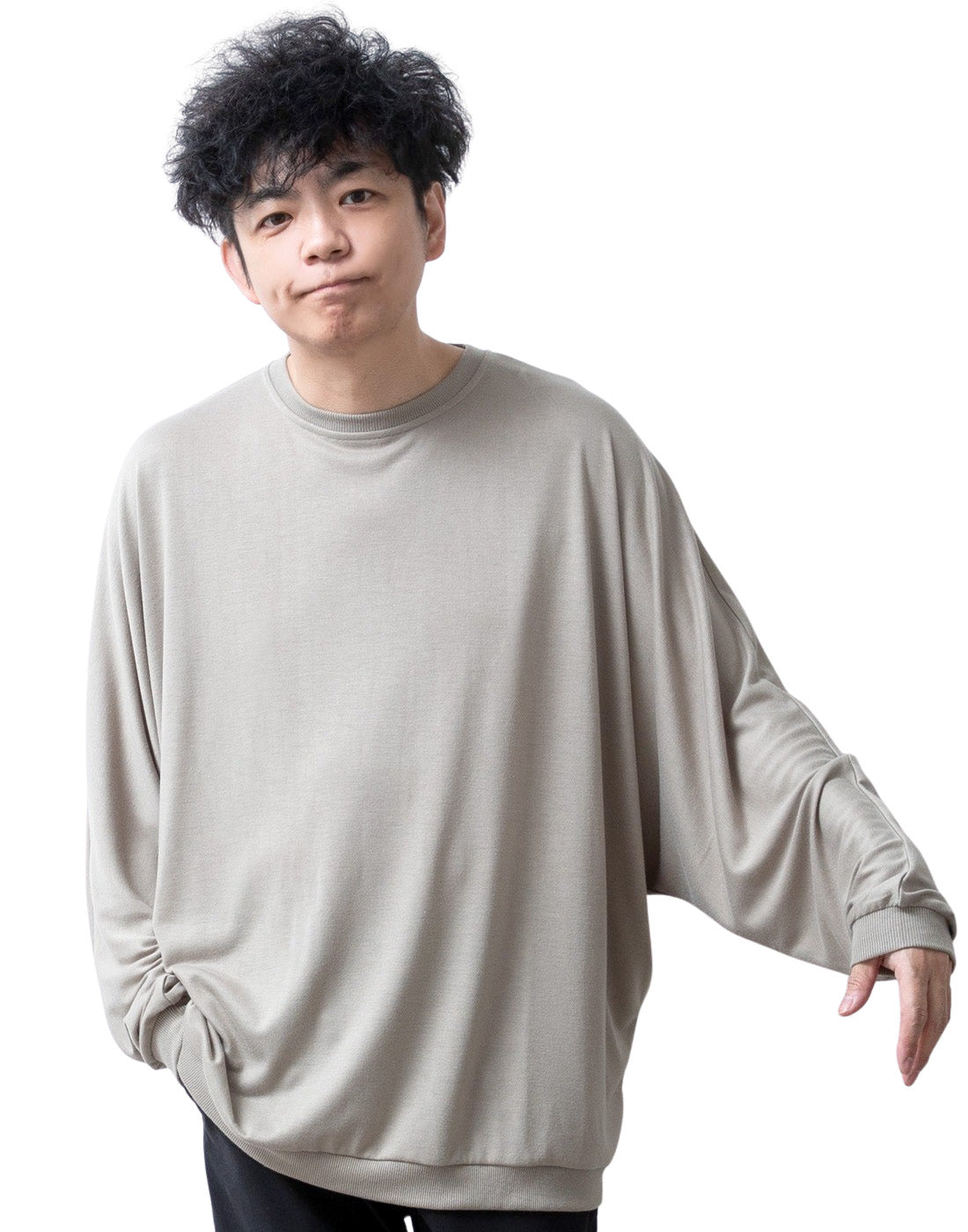 ジェネレス GENELESS tシャツ メンズ ドルマン 長袖 長袖ドルマンtシャツ ドレープ Tシャツ おしゃれ 体系カバー 切替 オーバーサイズ ゆったり ドルマンスリーブ カジュアル シンプル ホワイト （04.ベージュ） 04.ベージュ