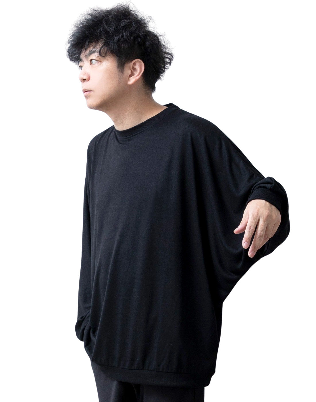 ジェネレス GENELESS tシャツ メンズ ドルマン 長袖 長袖ドルマンtシャツ ドレープ Tシャツ おしゃれ 体系カバー 切替 オーバーサイズ ゆったり ドルマンスリーブ カジュアル シンプル ホワイト （03.ブラック） 03.ブラック