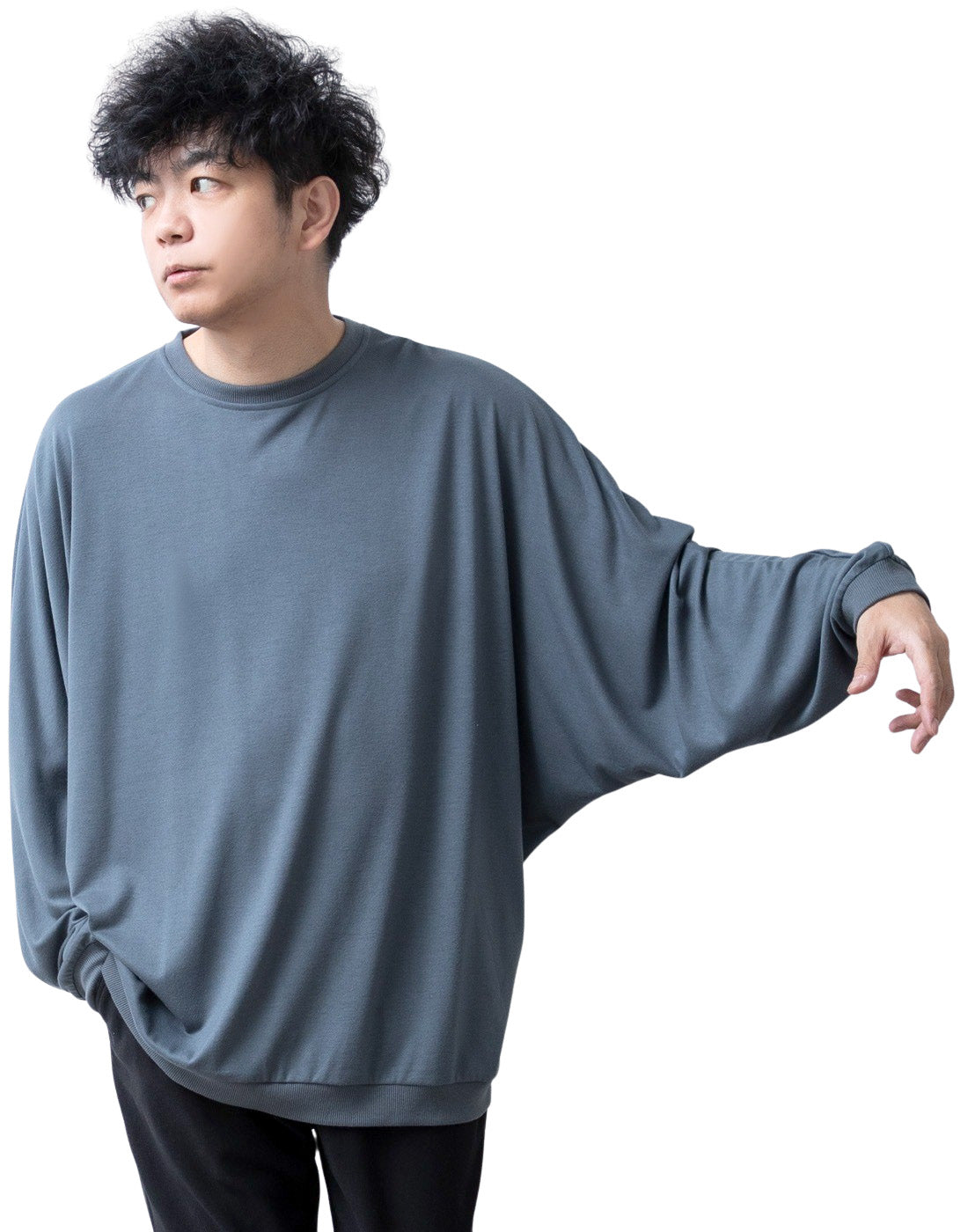 ジェネレス GENELESS tシャツ メンズ ドルマン 長袖 長袖ドルマンtシャツ ドレープ Tシャツ おしゃれ 体系カバー 切替 オーバーサイズ ゆったり ドルマンスリーブ カジュアル シンプル ホワイト （02.ダスティーグレー） 02.ダスティーグレー
