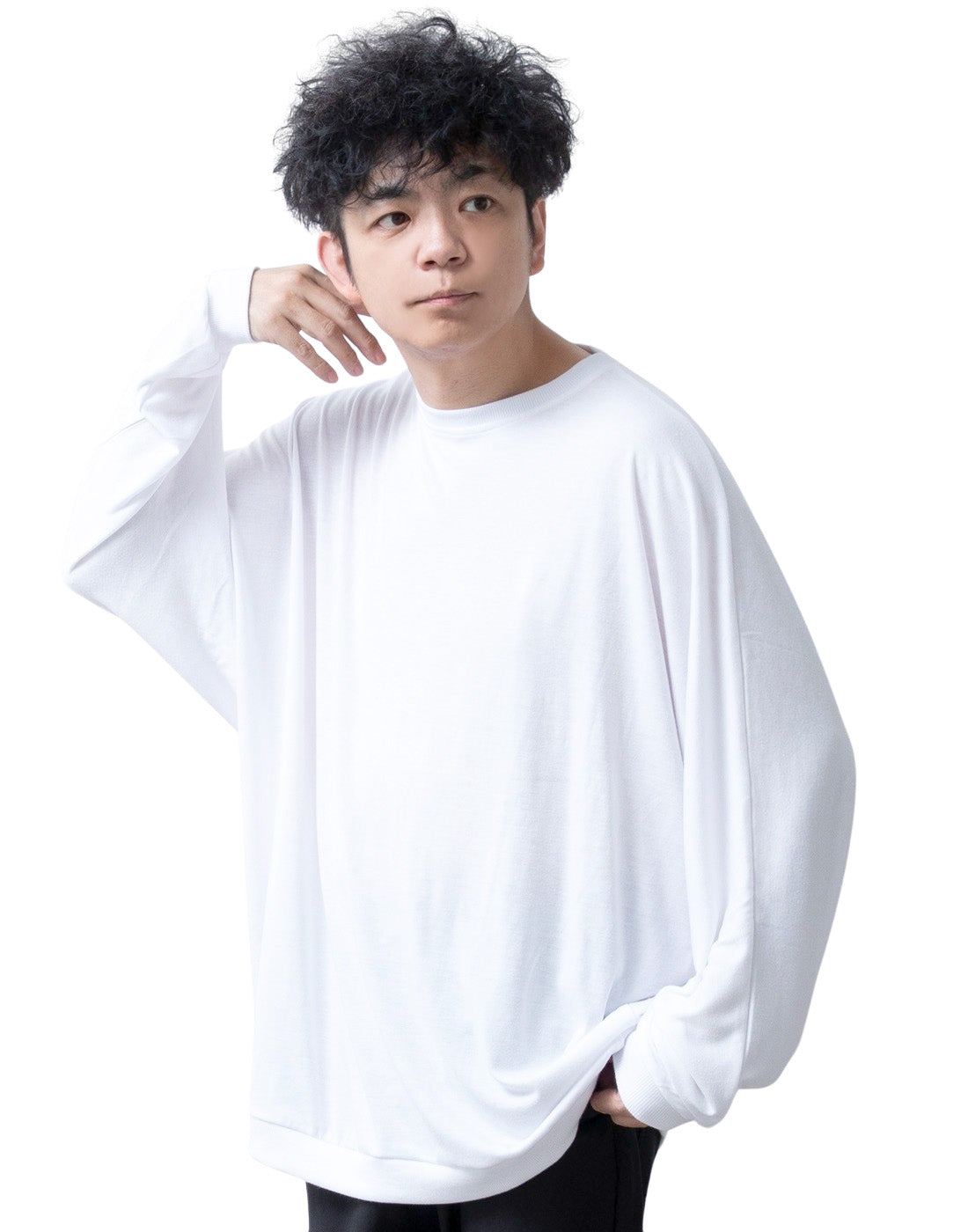 ジェネレス GENELESS tシャツ メンズ ドルマン 長袖 長袖ドルマンtシャツ ドレープ Tシャツ おしゃれ 体系カバー 切替 オーバーサイズ ゆったり ドルマンスリーブ カジュアル シンプル ホワイト （01.ホワイト） 01.ホワイト