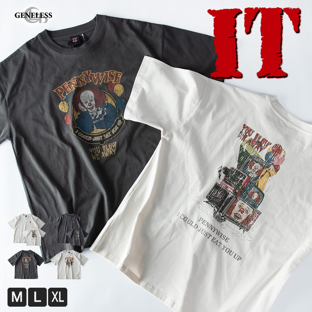 ジェネレス GENELESS tシャツ メンズ 綿100 大きめ 半袖 ピグメント キャラT IT ピエロ 半袖tシャツ 全4色 クルーネック シンプル 綿100％ おしゃれ カットソー キャラクター 春 （27.アイボリー） 27.アイボリー