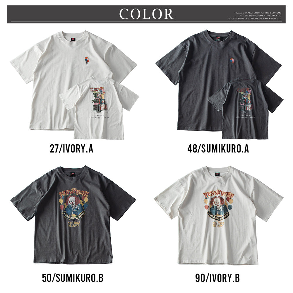 ジェネレス GENELESS tシャツ メンズ 綿100 大きめ 半袖 ピグメント キャラT IT ピエロ 半袖tシャツ 全4色 クルーネック シンプル 綿100％ おしゃれ カットソー キャラクター 春 （27.アイボリー） 27.アイボリー