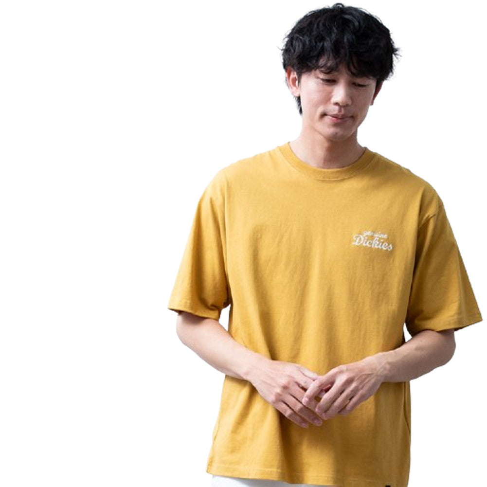 ジェネレス GENELESS メンズ 半袖 tシャツ バックプリント ディッキーズ 半袖tシャツ 夏 Tシャツ 綿100 GENUINE クルーネック プリント コットン トップス イエロー ストリート （26.マスタード） 26.マスタード