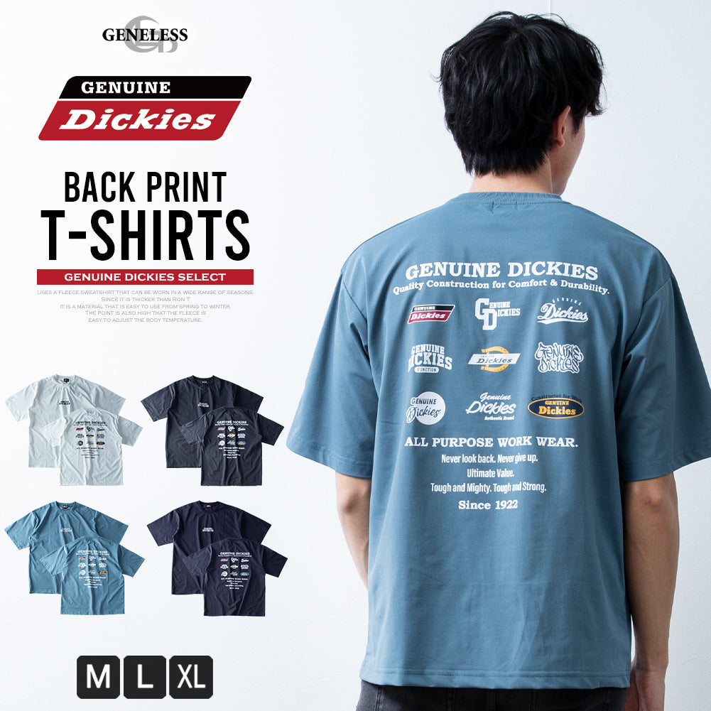 ジェネレス GENELESS Tシャツ メンズ 半袖 吸水速乾 バックプリント ディッキーズ 半袖Tシャツ ゆったり 夏 GENUINE 春 半袖tシャツ ホワイト お洒落 ブルー 大きいサイズ 全4色 おしゃれ （67.ネイビー） 67.ネイビー
