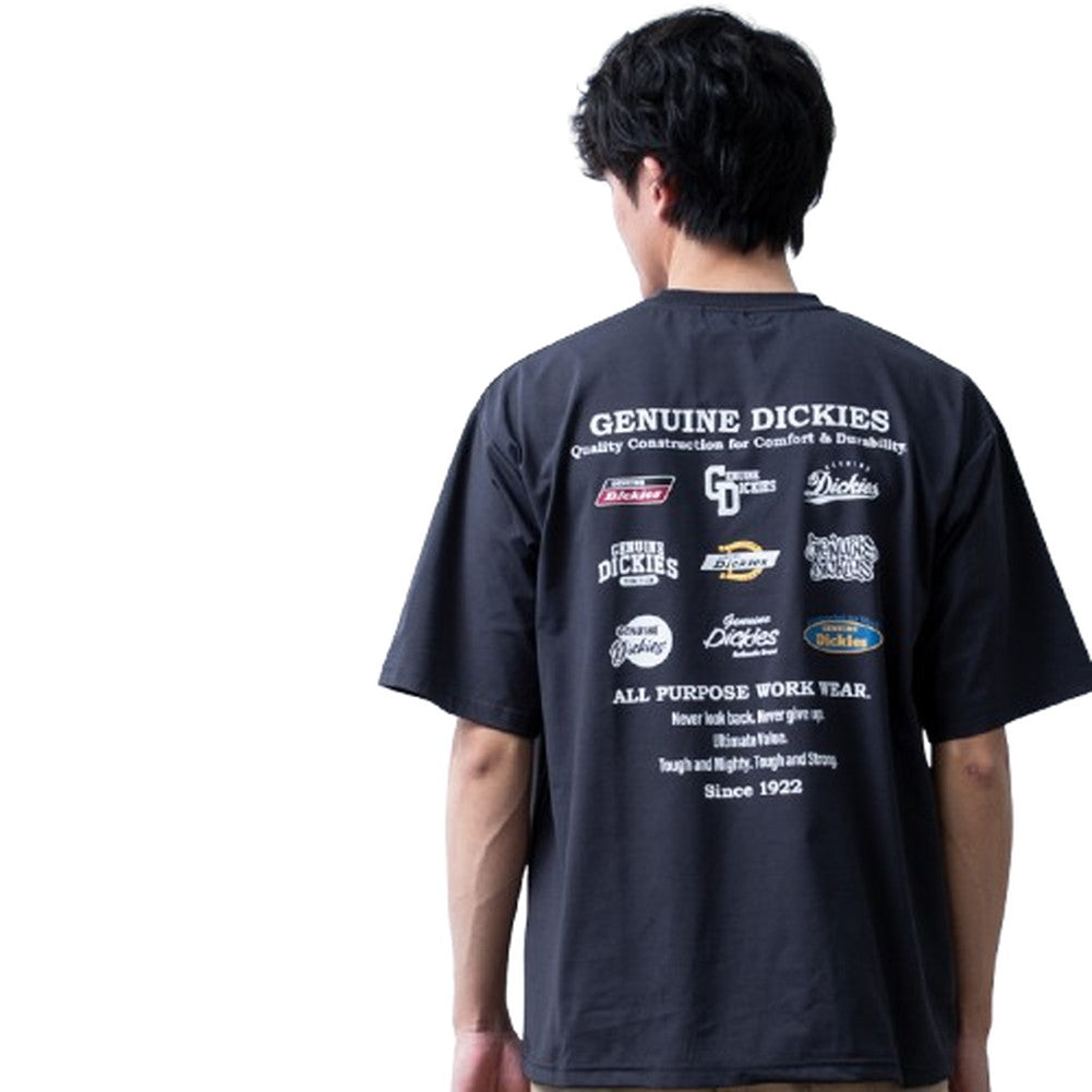 ジェネレス GENELESS Tシャツ メンズ 半袖 吸水速乾 バックプリント ディッキーズ 半袖Tシャツ ゆったり 夏 GENUINE 春 半袖tシャツ ホワイト お洒落 ブルー 大きいサイズ 全4色 おしゃれ （48.スミクロ） 48.スミクロ