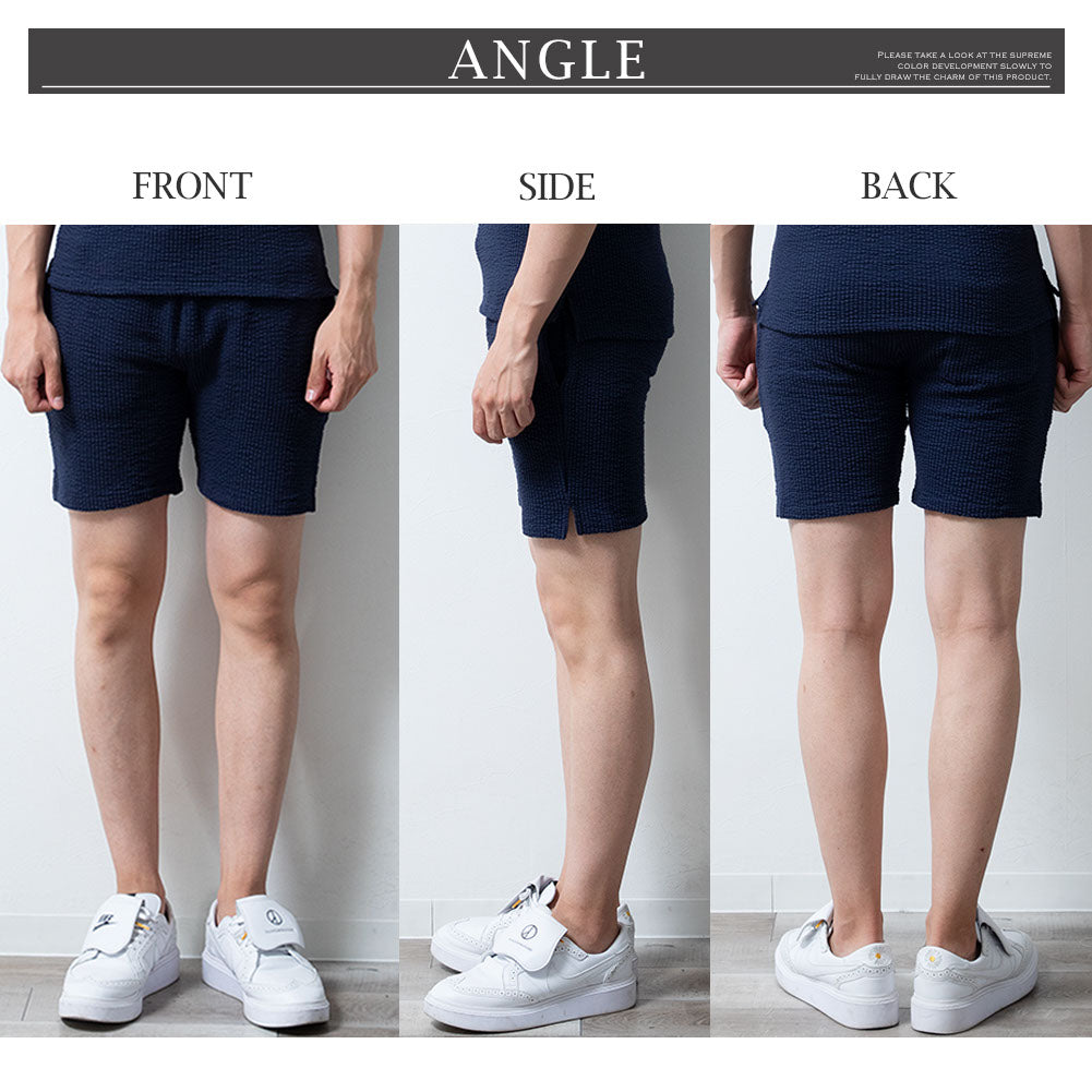 ジェネレス GENELESS ハーフパンツ メンズ シアサッカー 膝上 ショートパンツ ハーパン ショーパン ストライプ 短め 短パン ネイビー メンズパンツ ホワイト×ネイビー スキニーパンツ 綿 ブラック （03.ブラック×チャコール） 03.ブラック×チャコール