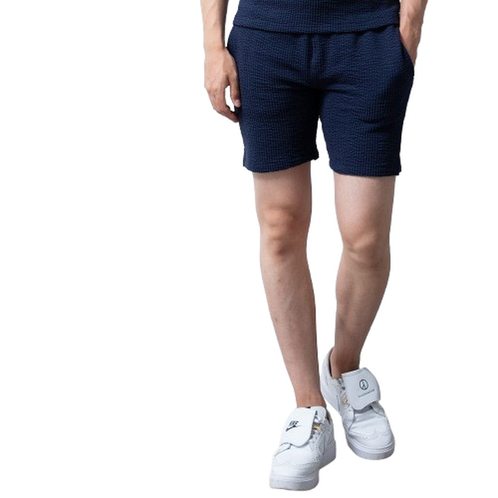 ジェネレス GENELESS ハーフパンツ メンズ シアサッカー 膝上 ショートパンツ ハーパン ショーパン ストライプ 短め 短パン ネイビー メンズパンツ ホワイト×ネイビー スキニーパンツ 綿 ブラック （02.ネイビー） 02.ネイビー