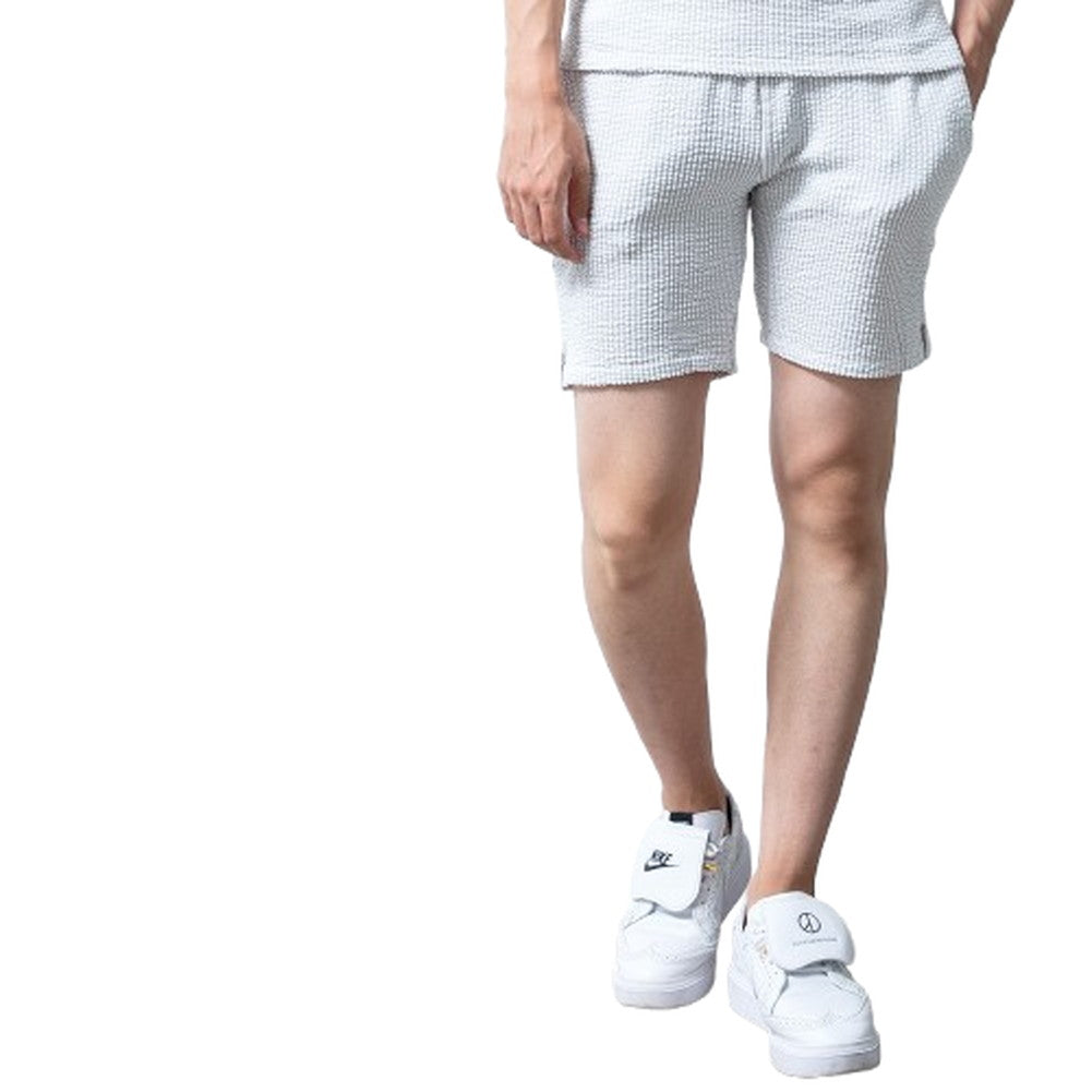 ジェネレス GENELESS ハーフパンツ メンズ シアサッカー 膝上 ショートパンツ ハーパン ショーパン ストライプ 短め 短パン ネイビー メンズパンツ ホワイト×ネイビー スキニーパンツ 綿 ブラック （04.ホワイト×グレー） 04.ホワイト×グレー