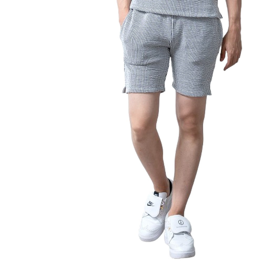 ジェネレス GENELESS ハーフパンツ メンズ シアサッカー 膝上 ショートパンツ ハーパン ショーパン ストライプ 短め 短パン ネイビー メンズパンツ ホワイト×ネイビー スキニーパンツ 綿 ブラック （07.ホワイト×ネイビー） 07.ホワイト×ネイビー