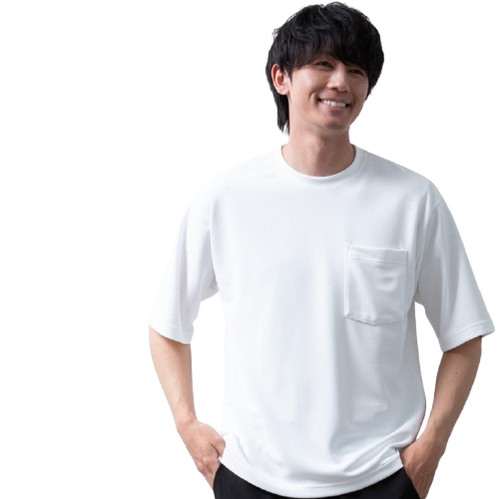ジェネレス GENELESS tシャツ 半袖 メンズ 汗染み隠し オーバーサイズ Tシャツ 接触冷感 半袖tシャツ 吸水速乾 UVカット 半袖Tシャツ ホワイト 速乾 クルーネック アメカジ カットソー （01.ホワイト） 01.ホワイト