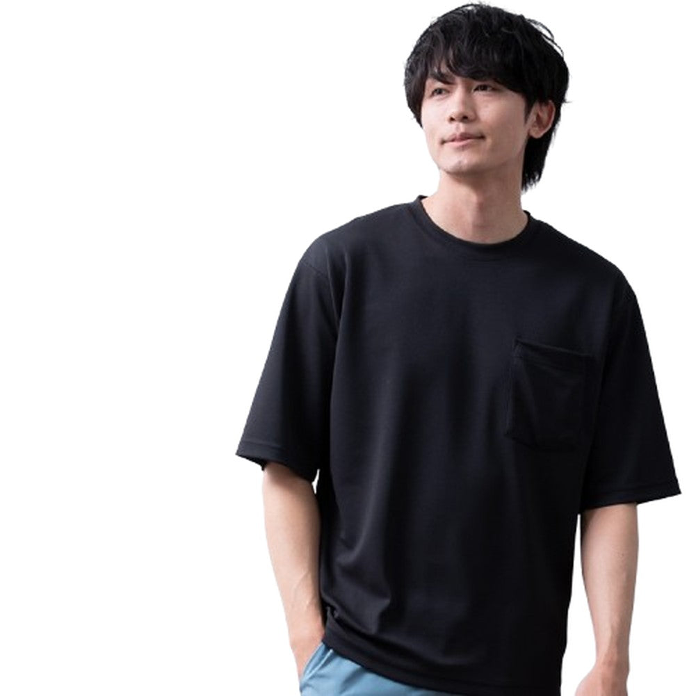 ジェネレス GENELESS tシャツ 半袖 メンズ 汗染み隠し オーバーサイズ Tシャツ 接触冷感 半袖tシャツ 吸水速乾 UVカット 半袖Tシャツ ホワイト 速乾 クルーネック アメカジ カットソー （06.ブラック） 06.ブラック