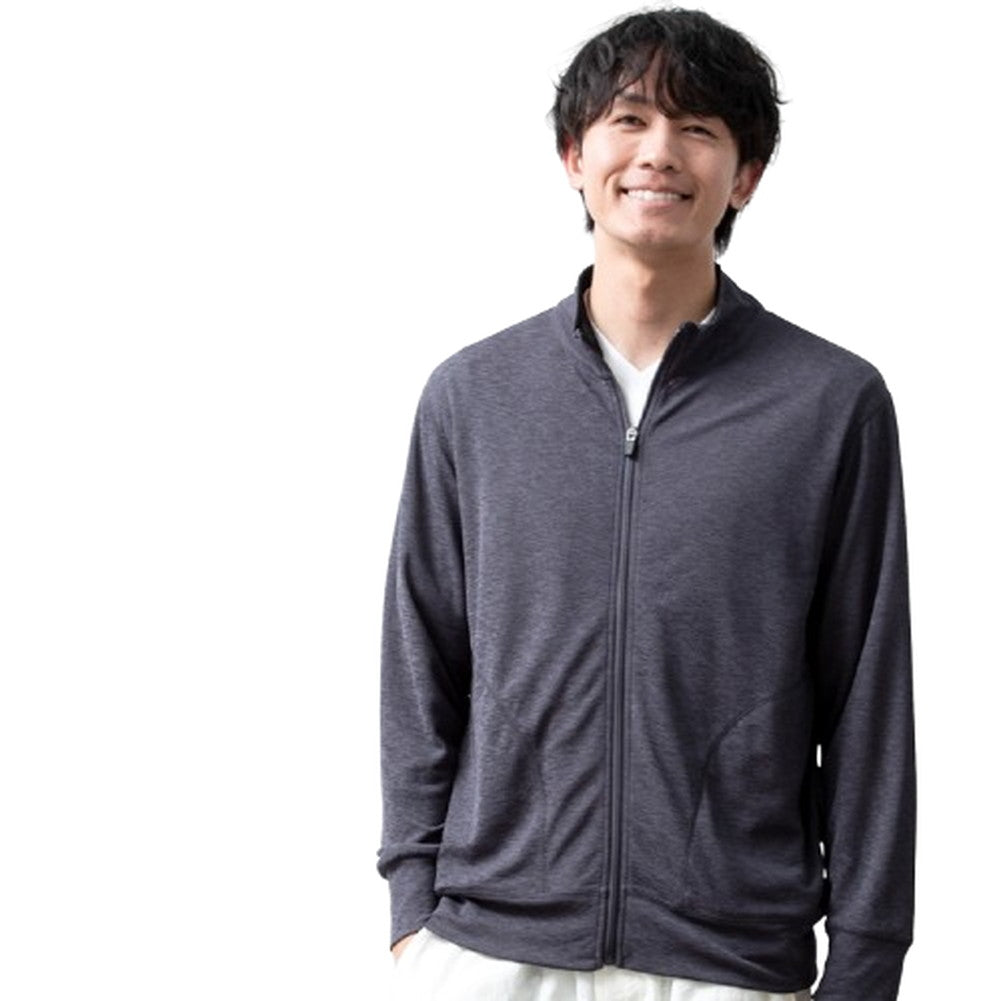 ジェネレス GENELESS アウター メンズ スタンドカラー 吸水速乾 立ち襟 長袖 ブルゾン 春夏 スピーディードライ フルジップ スタンドカラージャケット 羽織り 軽量 無地 カジュアル アメカジ コート （05.チャコール） 05.チャコール
