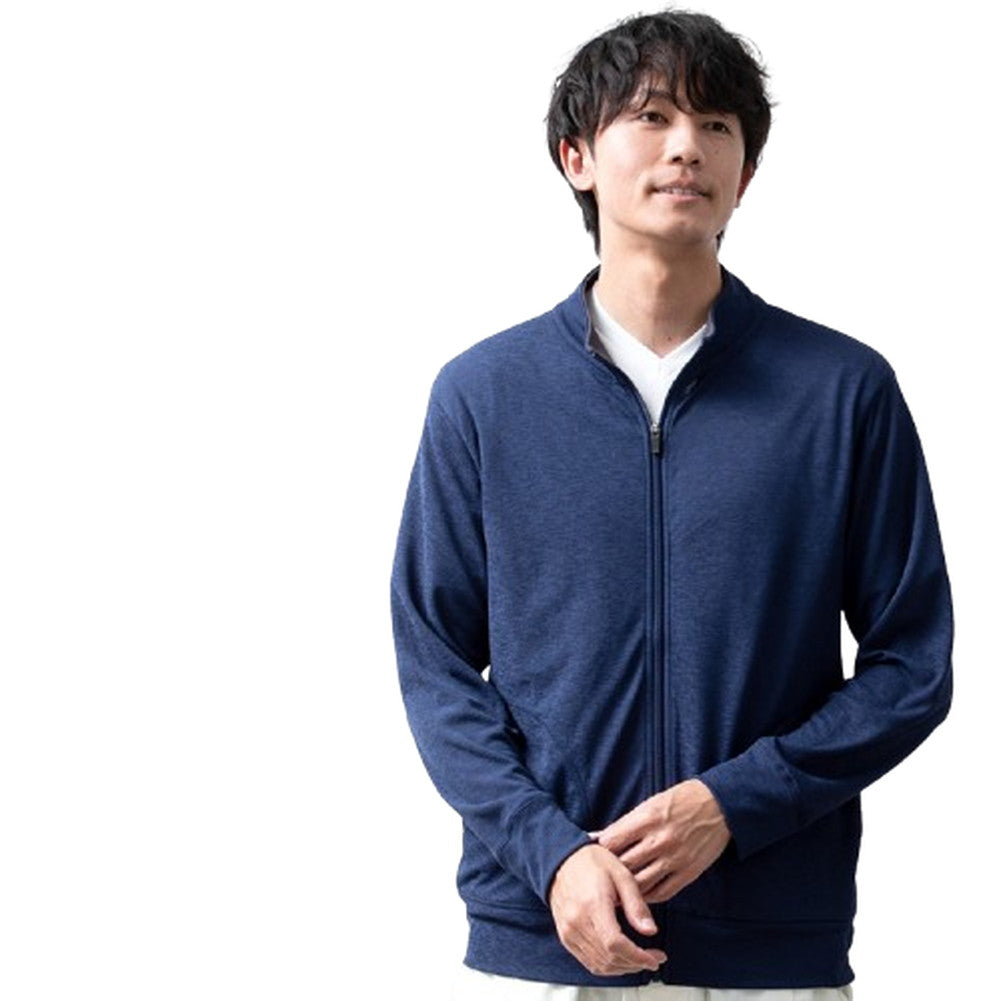ジェネレス GENELESS アウター メンズ スタンドカラー 吸水速乾 立ち襟 長袖 ブルゾン 春夏 スピーディードライ フルジップ スタンドカラージャケット 羽織り 軽量 無地 カジュアル アメカジ コート （75.ネイビー） 75.ネイビー