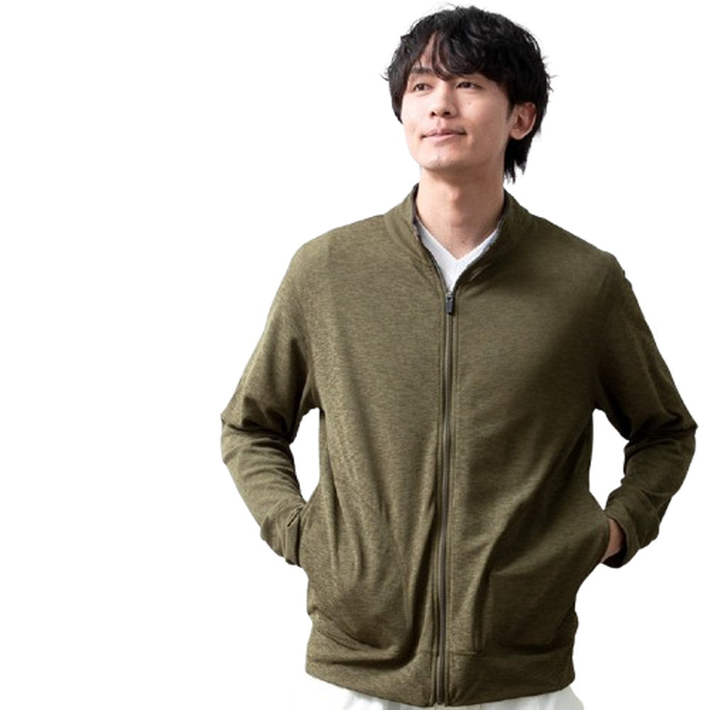 ジェネレス GENELESS アウター メンズ スタンドカラー 吸水速乾 立ち襟 長袖 ブルゾン 春夏 スピーディードライ フルジップ スタンドカラージャケット 羽織り 軽量 無地 カジュアル アメカジ コート （54.カーキ） 54.カーキ