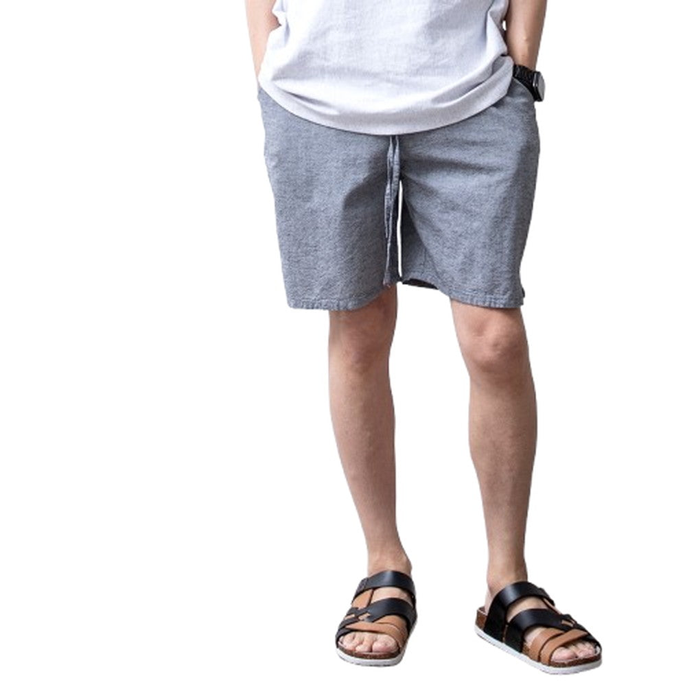 ジェネレス GENELESS パンツ メンズ 夏 清涼 涼 綿麻 ショートパンツ リネン コットン ハーフパンツ スリム 膝上 ずぼん ウエストゴム 綿 ハーパン アメカジ スタンダード イージーパンツ シンプル （01.グレー） 01.グレー