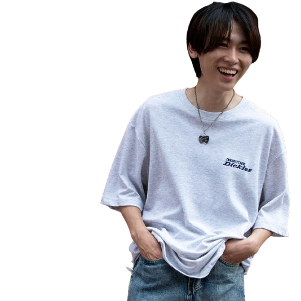 ジェネレス GENELESS tシャツ メンズ 半袖 ディッキーズ 刺繍 半袖tシャツ 夏 GENUINE Tシャツ ブルー カットソー クルーネック ゆったり 半袖Tシャツ お洒落 春 ギフト 全4色 アメカジ （19.アッシュグレー） 19.アッシュグレー