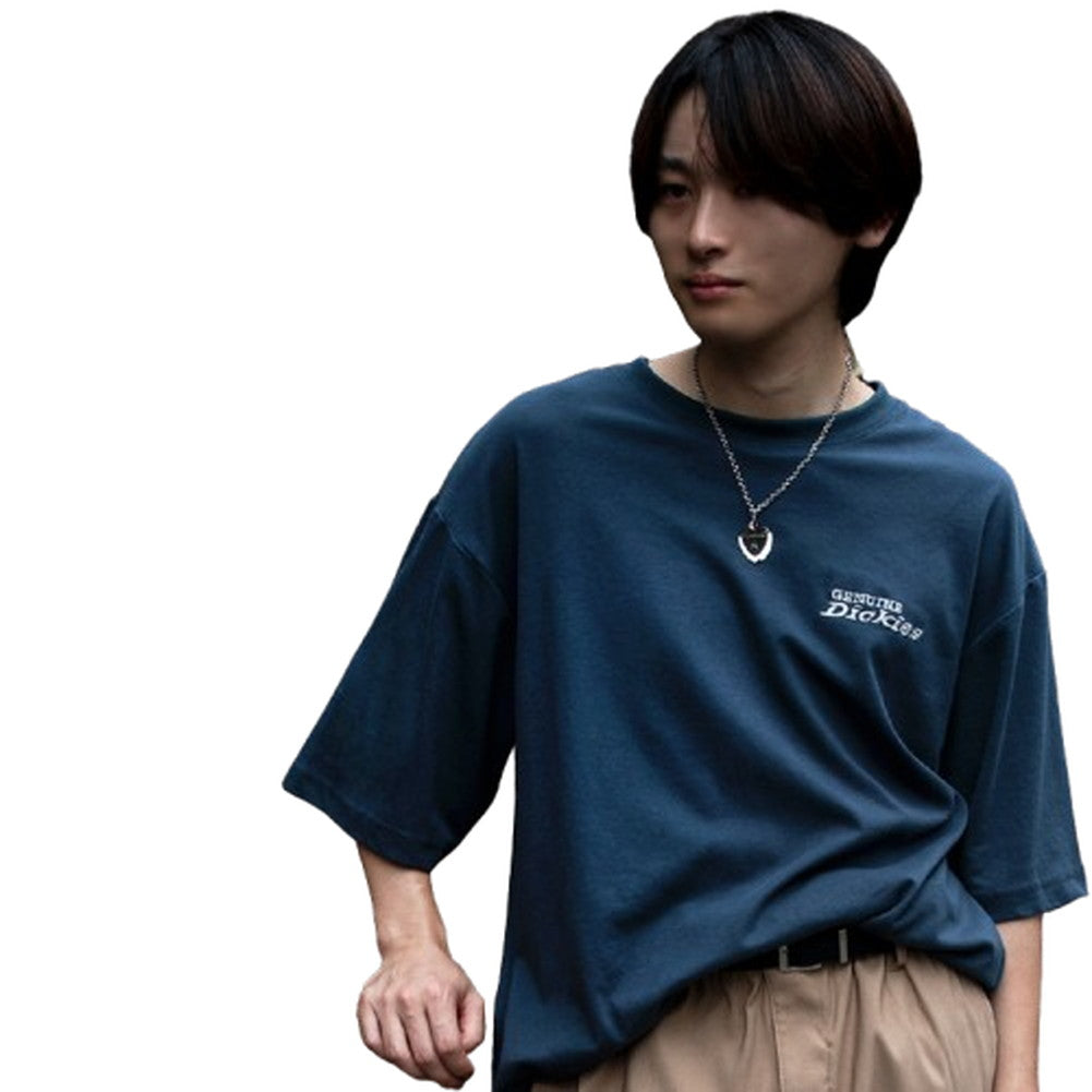 ジェネレス GENELESS tシャツ メンズ 半袖 ディッキーズ 刺繍 半袖tシャツ 夏 GENUINE Tシャツ ブルー カットソー クルーネック ゆったり 半袖Tシャツ お洒落 春 ギフト 全4色 アメカジ （60.ブルー） 60.ブルー