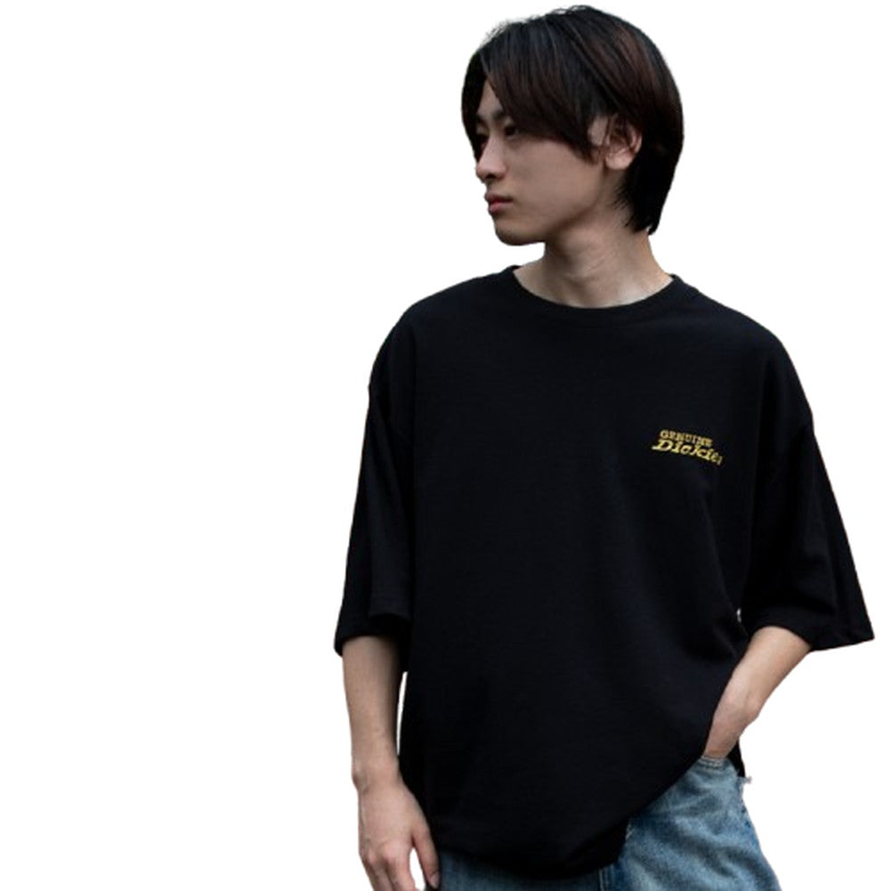 ジェネレス GENELESS tシャツ メンズ 半袖 ディッキーズ 刺繍 半袖tシャツ 夏 GENUINE Tシャツ ブルー カットソー クルーネック ゆったり 半袖Tシャツ お洒落 春 ギフト 全4色 アメカジ （49.ブラック） 49.ブラック