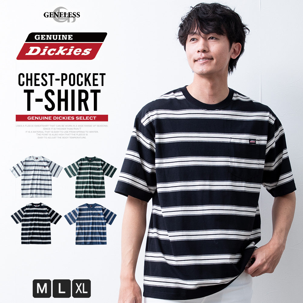 ジェネレス GENELESS 半袖tシャツ メンズ GENUINE ボーダー 春 tシャツ ポケット レトロボーダー クルーネック カットソー Tシャツ コットン ポケットtシャツ プリント メンズファッション （49.ブラック） 49.ブラック