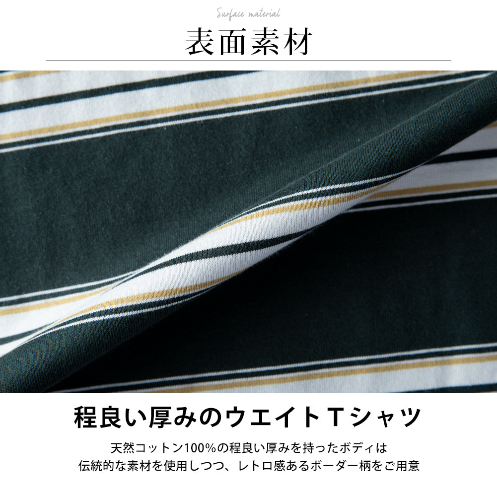 ジェネレス GENELESS 半袖tシャツ メンズ GENUINE ボーダー 春 tシャツ ポケット レトロボーダー クルーネック カットソー Tシャツ コットン ポケットtシャツ プリント メンズファッション （49.ブラック） 49.ブラック