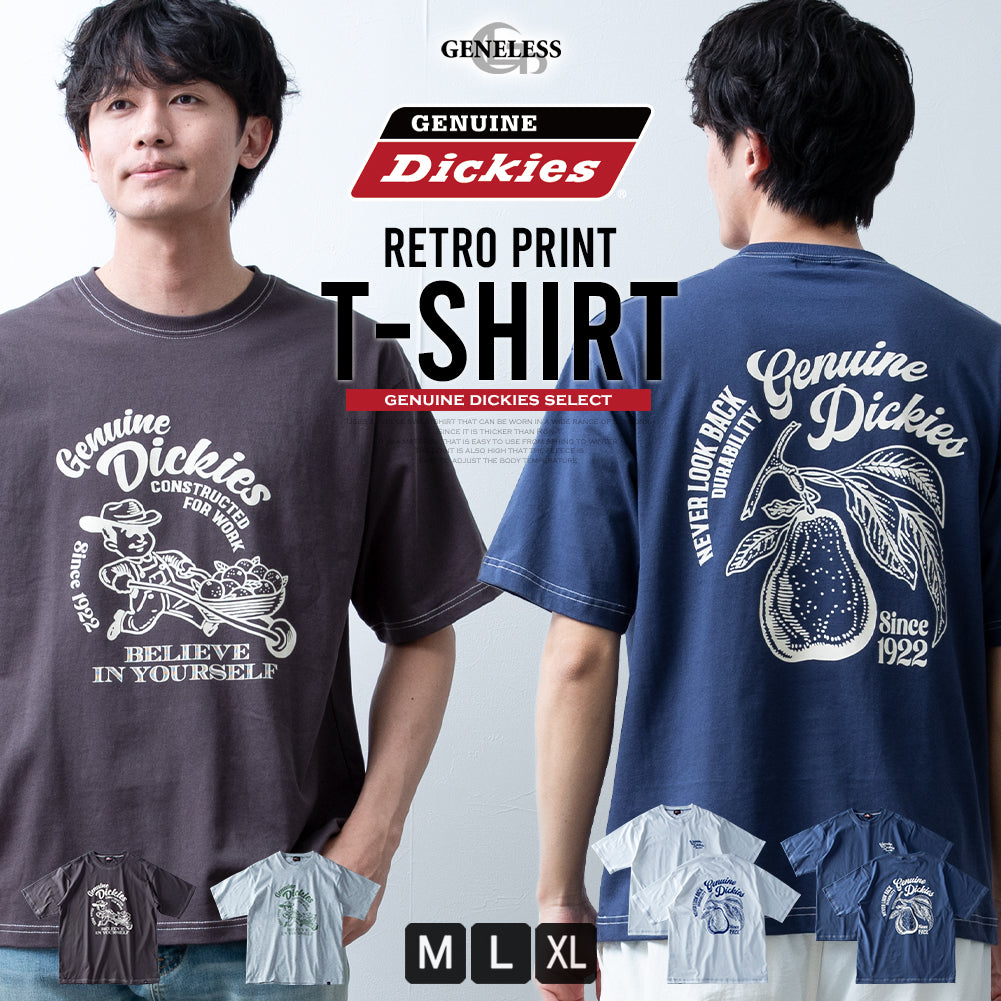 ジェネレス GENELESS 半袖tシャツ メンズ 半袖 tシャツ ロゴ プリント ディッキーズ レトロ 夏 Tシャツ 全4色 プリントtシャツ プリントTシャツ 春 コットン 黒 綿100 GENUINE （48.スミクロ） 48.スミクロ