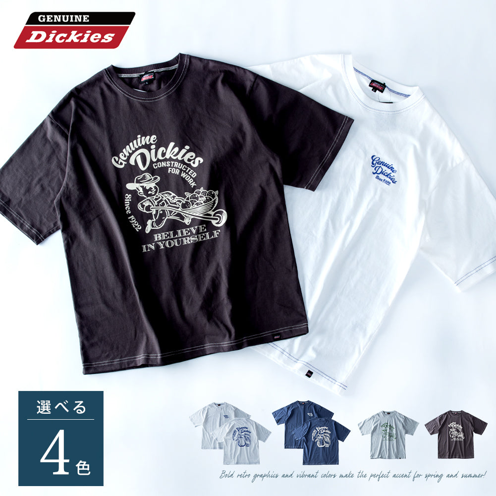 ジェネレス GENELESS 半袖tシャツ メンズ 半袖 tシャツ ロゴ プリント ディッキーズ レトロ 夏 Tシャツ 全4色 プリントtシャツ プリントTシャツ 春 コットン 黒 綿100 GENUINE （48.スミクロ） 48.スミクロ