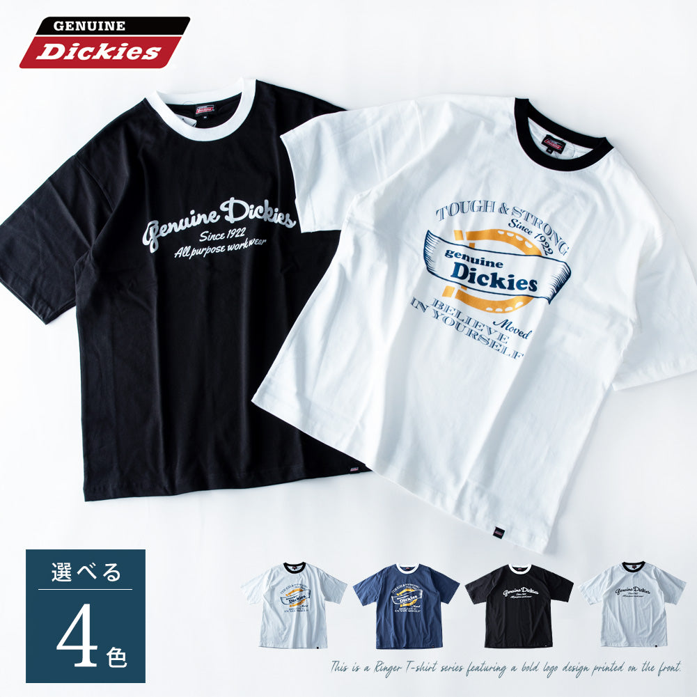 ジェネレス GENELESS 半袖tシャツ メンズ GENUINE 半袖 おしゃれ リンガープリント ディッキーズ クルーネック トップス 綿100 カットソー 全4色 春 カジュアル ブルー プリントTシャツ （65.Dブルー） 65.Dブルー
