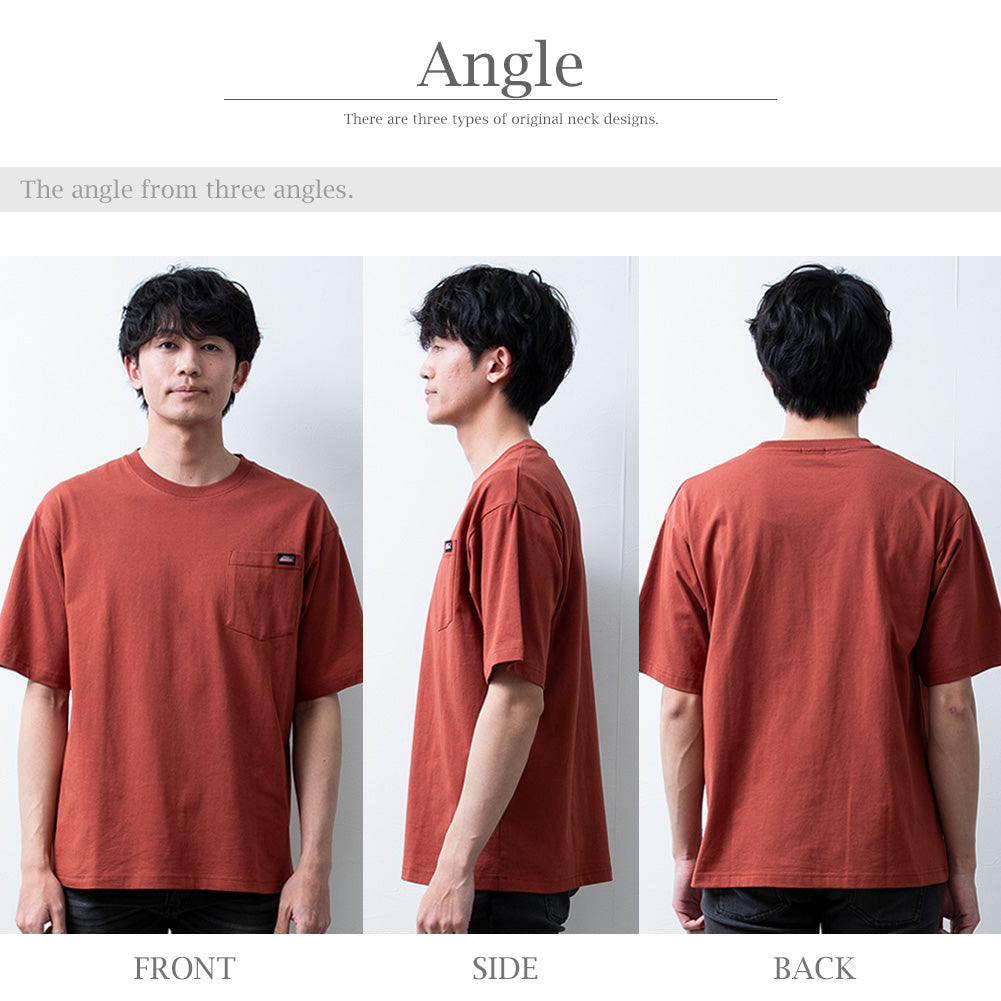 ジェネレス GENELESS 半袖tシャツ メンズ GENUINE 半袖 ポケット付き ディッキーズ クルーネック トップス 無地 綿 胸ポケット 黒 アメカジ プレゼント 半袖シャツ シンプル 肉厚 グリーン （10.オレンジ） 10.オレンジ