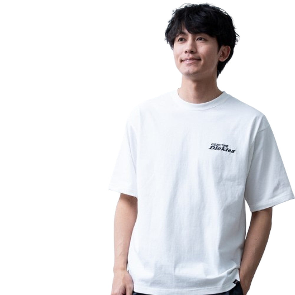 ジェネレス GENELESS tシャツ メンズ 半袖 ロゴ プリント ディッキーズ 半袖tシャツ 夏 Tシャツ 綿100 バックプリント GENUINE カットソー プリントtシャツ 大きいサイズ 綿 オレンジ （09.ホワイト/A） 09.ホワイト/A