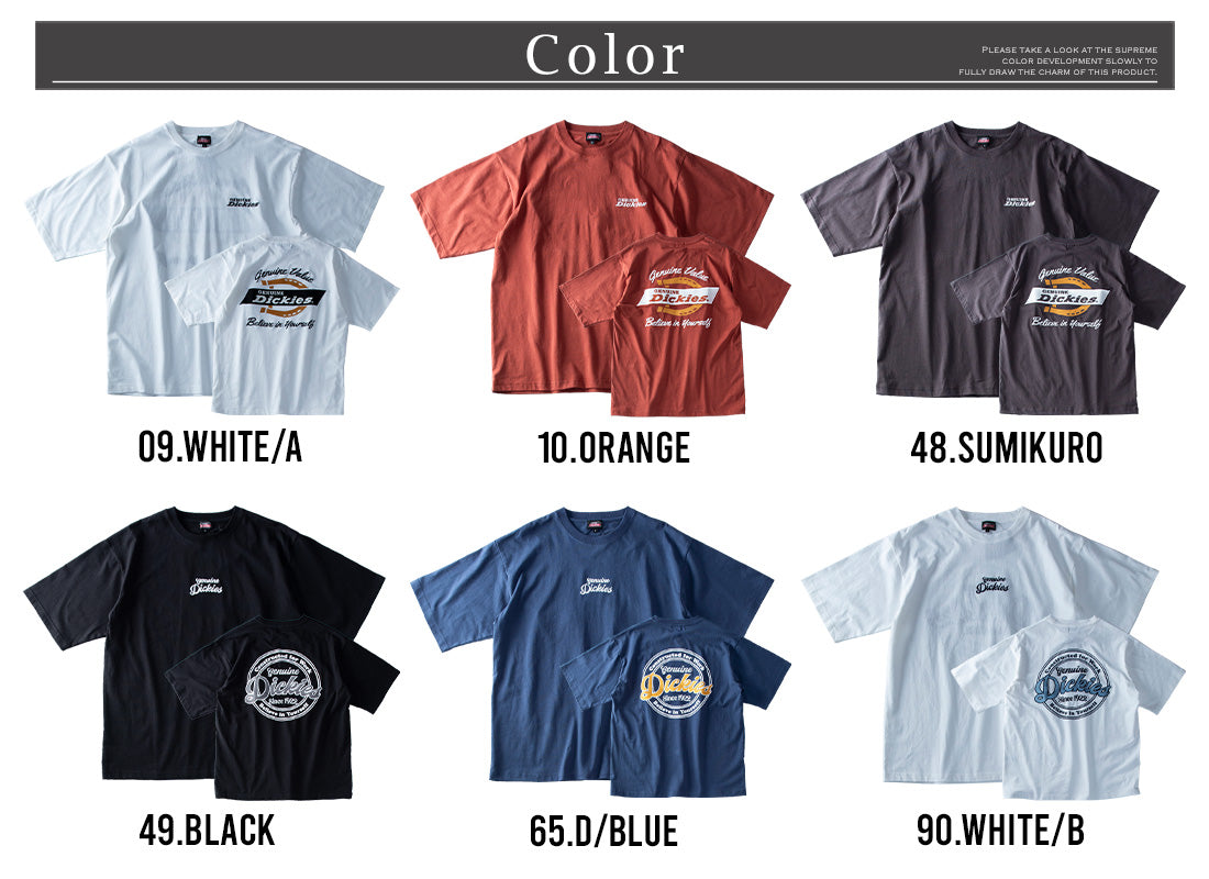 ジェネレス GENELESS tシャツ メンズ 半袖 ロゴ プリント ディッキーズ 半袖tシャツ 夏 Tシャツ 綿100 バックプリント GENUINE カットソー プリントtシャツ 大きいサイズ 綿 オレンジ （09.ホワイト/A） 09.ホワイト/A
