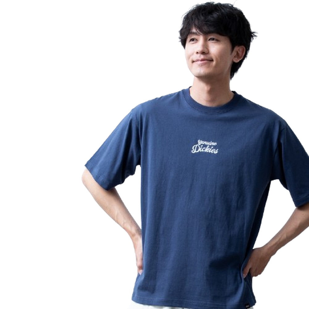 ジェネレス GENELESS tシャツ メンズ 半袖 ロゴ プリント ディッキーズ 半袖tシャツ 夏 Tシャツ 綿100 バックプリント GENUINE カットソー プリントtシャツ 大きいサイズ 綿 オレンジ （65.Dブルー） 65.Dブルー