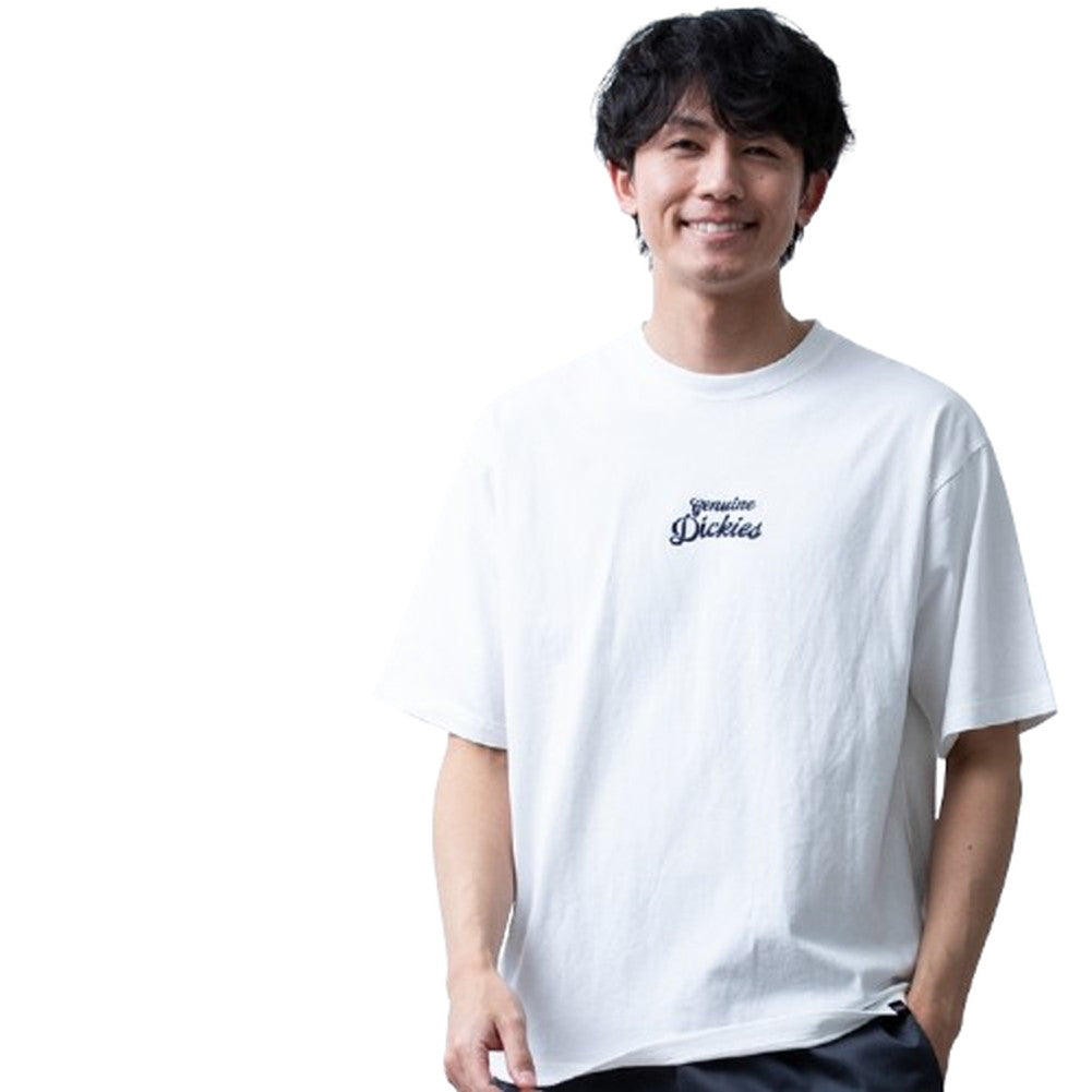 ジェネレス GENELESS tシャツ メンズ 半袖 ロゴ プリント ディッキーズ 半袖tシャツ 夏 Tシャツ 綿100 バックプリント GENUINE カットソー プリントtシャツ 大きいサイズ 綿 オレンジ （90.ホワイト/B） 90.ホワイト/B