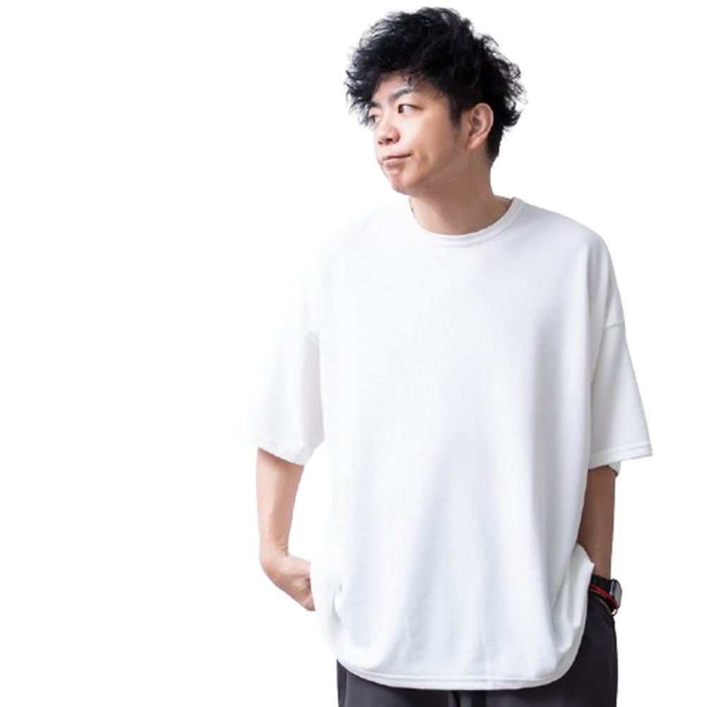 ジェネレス GENELESS tシャツ メンズ ドルマン ゆったり Tシャツ オーバーサイズ ドルマンスリーブ 半袖 夏 ポンチドルマン トップス カジュアル クルーネック 半袖tシャツ ビッグシルエット （ホワイト） ホワイト