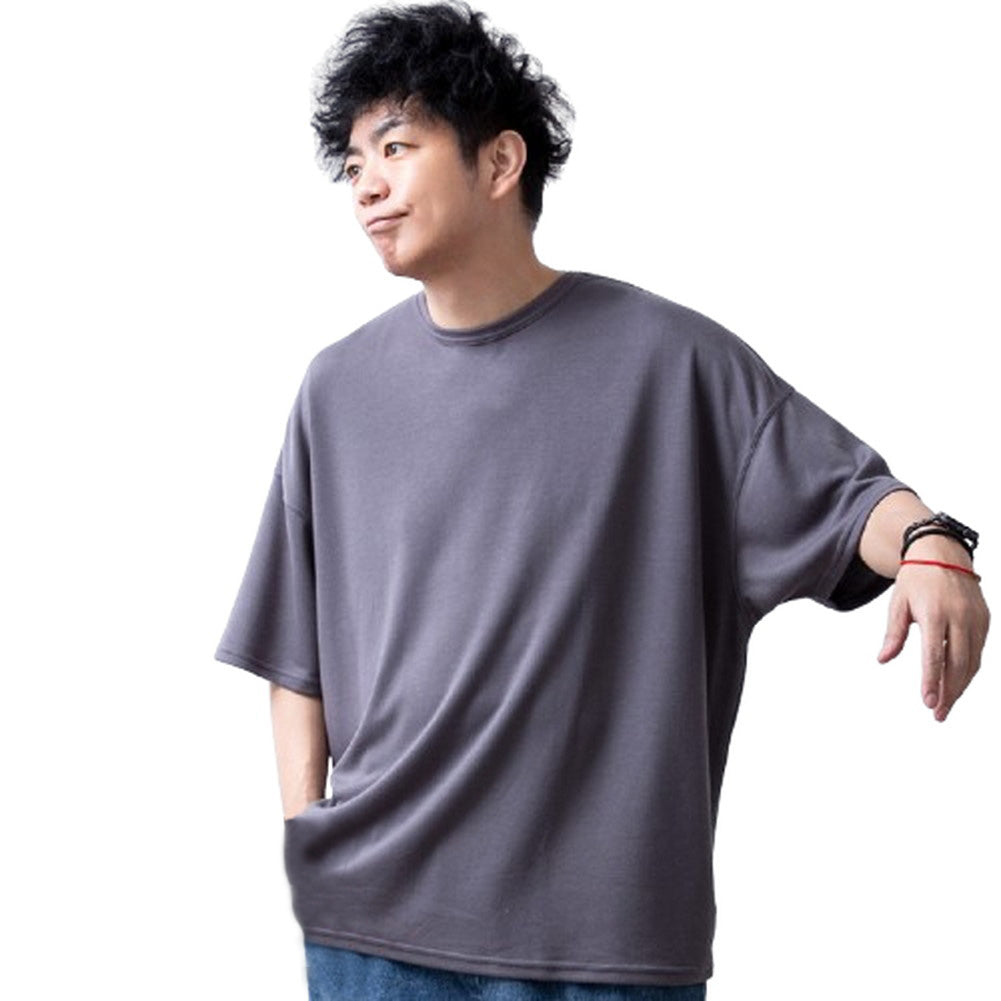 ジェネレス GENELESS tシャツ メンズ ドルマン ゆったり Tシャツ オーバーサイズ ドルマンスリーブ 半袖 夏 ポンチドルマン トップス カジュアル クルーネック 半袖tシャツ ビッグシルエット （チャコール） チャコール