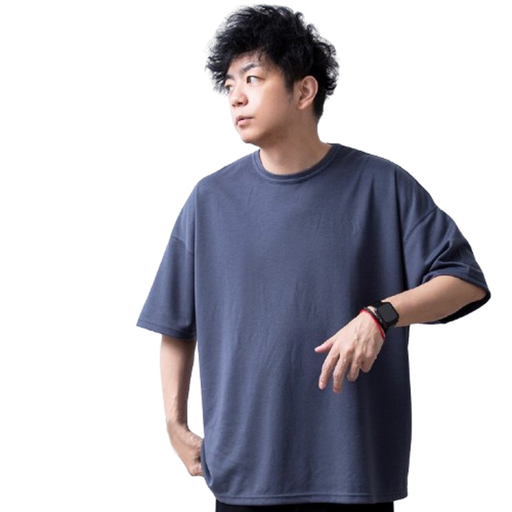 ジェネレス GENELESS tシャツ メンズ ドルマン ゆったり Tシャツ オーバーサイズ ドルマンスリーブ 半袖 夏 ポンチドルマン トップス カジュアル クルーネック 半袖tシャツ ビッグシルエット （ブルーグレー） ブルーグレー