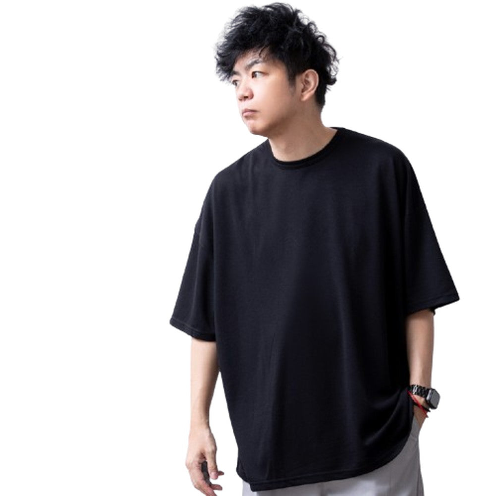ジェネレス GENELESS tシャツ メンズ ドルマン ゆったり Tシャツ オーバーサイズ ドルマンスリーブ 半袖 夏 ポンチドルマン トップス カジュアル クルーネック 半袖tシャツ ビッグシルエット （ブラック） ブラック